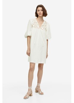 H & M - Dżersejowa sukienka z koronką - Biały ze sklepu H&M w kategorii Sukienki - zdjęcie 169681272