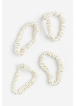 H & M - Jedwabna gumka do włosów 4-pak - Biały ze sklepu H&M w kategorii Gumki do włosów - zdjęcie 169681490