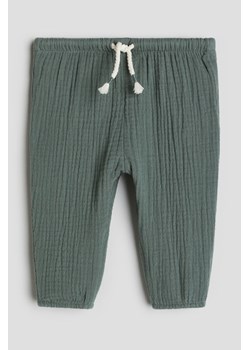 H & M - Podwójnie tkane spodnie bez zapięcia - Zielony ze sklepu H&M w kategorii Spodnie i półśpiochy - zdjęcie 169681533