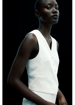 H & M - Krepowana kamizelka garniturowa - Biały ze sklepu H&M w kategorii Kamizelki damskie - zdjęcie 169681573