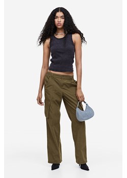 H & M - Płócienne spodnie cargo - Zielony ze sklepu H&M w kategorii Spodnie damskie - zdjęcie 169681781