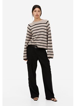 H & M - Sweter o splocie w prążki - Brązowy ze sklepu H&M w kategorii Swetry damskie - zdjęcie 169681833