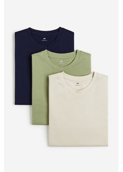 H & M - T-shirt Regular Fit 3-pak - Beżowy ze sklepu H&M w kategorii T-shirty męskie - zdjęcie 169681942