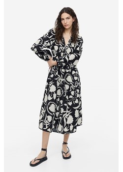 H & M - Bawełniana sukienka z wiązanym detalem - Czarny ze sklepu H&M w kategorii Sukienki - zdjęcie 169681972