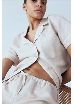 H & M - Piżama z domieszką lnu - Brązowy ze sklepu H&M w kategorii Piżamy damskie - zdjęcie 169681981