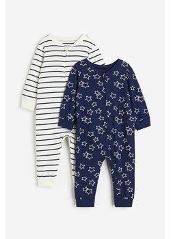 H & M - Bawełniana piżama we wzory 2-pak - Niebieski ze sklepu H&M w kategorii Pajacyki - zdjęcie 169682073