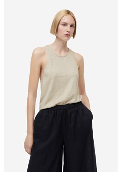 H & M - Koszulka z domieszką lnu - Brązowy ze sklepu H&M w kategorii Bluzki damskie - zdjęcie 169682101