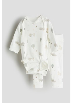 H & M - Komplet z bawełnianego dżerseju 2-częściowy - Biały ze sklepu H&M w kategorii Komplety niemowlęce - zdjęcie 169682112