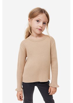 H & M - Sweter o splocie w prążki - Beżowy ze sklepu H&M w kategorii Swetry dziewczęce - zdjęcie 169682201