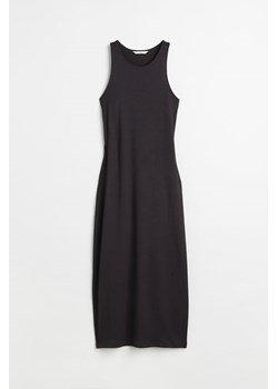 H & M - Prążkowana sukienka z odkrytymi plecami - Czarny ze sklepu H&M w kategorii Sukienki - zdjęcie 169682370