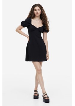 H & M - Krepowana sukienka z bufiastym rękawem - Czarny ze sklepu H&M w kategorii Sukienki - zdjęcie 169682531