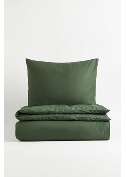 H & M - Komplet bawełnianej pościeli pojedynczej - Zielony ze sklepu H&M w kategorii Pościele - zdjęcie 169682682