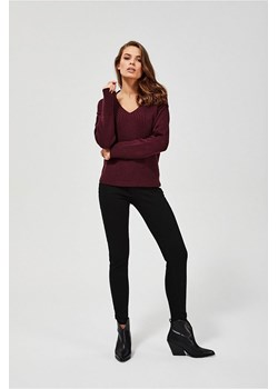Sweter damski w prążki - bordowy ze sklepu 5.10.15 w kategorii Swetry damskie - zdjęcie 169684310