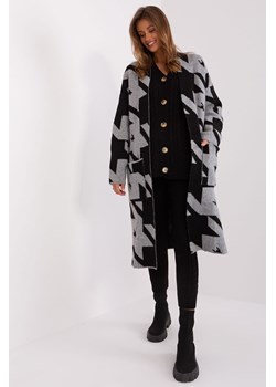 Długi kardigan we wzory szaro-czarny ze sklepu 5.10.15 w kategorii Swetry damskie - zdjęcie 169684333