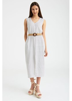 Lniana Biała sukienka damska na ramiączka w kropki ze sklepu 5.10.15 w kategorii Sukienki - zdjęcie 169684352