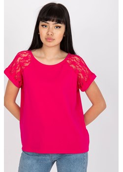 Koszulka damska z ozdobnym rękawem - różowa ze sklepu 5.10.15 w kategorii Bluzki damskie - zdjęcie 169684550
