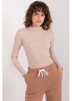Beżowa damska bluzka w prążek BASIC FEEL GOOD ze sklepu 5.10.15 w kategorii Bluzki damskie - zdjęcie 169684780