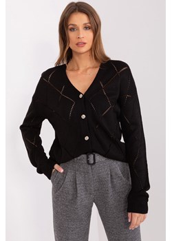 Ażurowy sweter z dekoltem V czarny ze sklepu 5.10.15 w kategorii Swetry damskie - zdjęcie 169684800