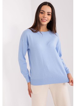 Jasnoniebieski sweter damski klasyczny ze ściągaczami ze sklepu 5.10.15 w kategorii Swetry damskie - zdjęcie 169685220