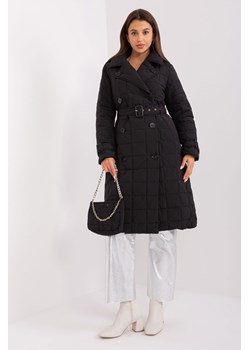 Czarna długa kurtka zimowa z paskiem ze sklepu 5.10.15 w kategorii Płaszcze damskie - zdjęcie 169685424
