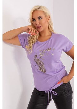 Jasnofioletowa bluzka plus size z aplikacją ze sklepu 5.10.15 w kategorii Bluzki damskie - zdjęcie 169685510