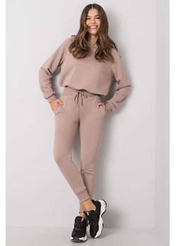 BASIC Komplet dresowy damski - bluza z kapturem i spodnie - beżowe ze sklepu 5.10.15 w kategorii Bluzy damskie - zdjęcie 169685783