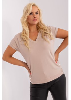 Beżowa damska bluzka plus size z bawełny ze sklepu 5.10.15 w kategorii Bluzki damskie - zdjęcie 169685864