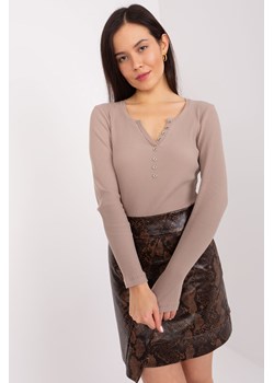 Damska bluzka w prążek ciemny bezowy ze sklepu 5.10.15 w kategorii Bluzki damskie - zdjęcie 169685992