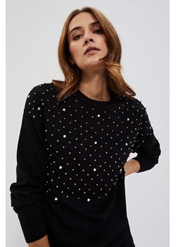 Czarny sweter damski z ozdobnymi perełkami ze sklepu 5.10.15 w kategorii Swetry damskie - zdjęcie 169686021
