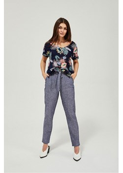 Spodnie damskie lniane o ozdobnym wiązaniem - szare ze sklepu 5.10.15 w kategorii Spodnie damskie - zdjęcie 169686023
