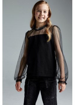 Czarna elegancka bluzka dziewczęca z ozdobną stójką. ze sklepu 5.10.15 w kategorii Bluzki dziewczęce - zdjęcie 169686064