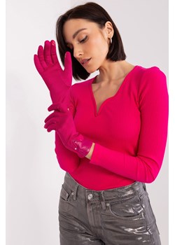 Fuksjowe rękawiczki ze wstawkami z ekoskóry ze sklepu 5.10.15 w kategorii Rękawiczki damskie - zdjęcie 169686090