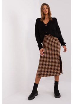 Camelowo-czarna spódnica dzianinowa w pepitkę ze sklepu 5.10.15 w kategorii Spódnice - zdjęcie 169686124