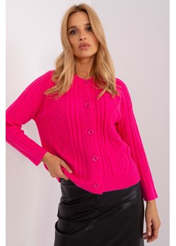 Ciemnoróżowy rozpinany sweter w warkocze ze sklepu 5.10.15 w kategorii Swetry damskie - zdjęcie 169686192