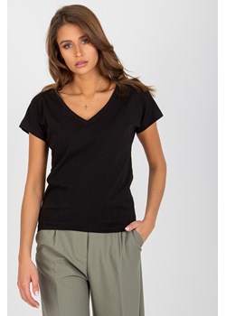 Czarny klasyczny t-shirt basic z bawełny ze sklepu 5.10.15 w kategorii Bluzki damskie - zdjęcie 169686391