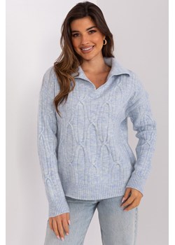 Jasnoniebieski melanżowy damski sweter z warkoczami ze sklepu 5.10.15 w kategorii Swetry damskie - zdjęcie 169686671
