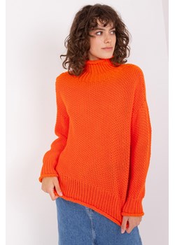 Pomarańczowy sweter z golfem i ściągaczami ze sklepu 5.10.15 w kategorii Swetry damskie - zdjęcie 169686844