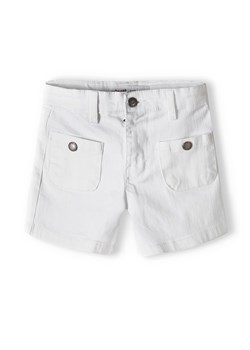 Białe szorty jeansowe dla niemowlaka z ozdobnymi kieszonkami ze sklepu 5.10.15 w kategorii Spodenki niemowlęce - zdjęcie 169687043