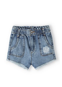 Szorty jeansowe dla dziewczynki z przetarciem ze sklepu 5.10.15 w kategorii Spodenki dziewczęce - zdjęcie 169687204