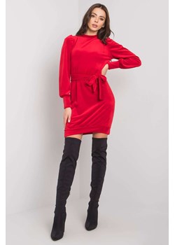 Sukienka z długimi bufiastymi rękawami -czerwona ze sklepu 5.10.15 w kategorii Sukienki - zdjęcie 169687212