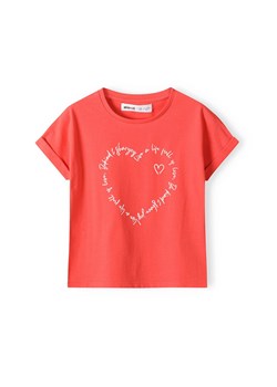 Różowa koszulka bawełniana dziewczęca z nadrukiem serca ze sklepu 5.10.15 w kategorii Bluzki dziewczęce - zdjęcie 169687512