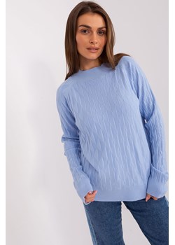 Jasnoniebieski sweter klasyczny z bawełną ze sklepu 5.10.15 w kategorii Swetry damskie - zdjęcie 169687521