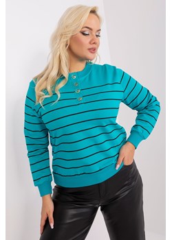 Bluzka plus size z długim rękawem turkusowy ze sklepu 5.10.15 w kategorii Bluzki damskie - zdjęcie 169687671