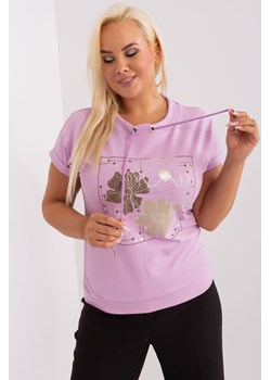 Fioletowa bluzka damska z nadrukiem kwiatów - plus size ze sklepu 5.10.15 w kategorii Bluzki damskie - zdjęcie 169687680
