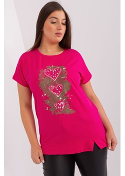 Fuksjowa bluzka plus size z printem ze sklepu 5.10.15 w kategorii Bluzki damskie - zdjęcie 169687820