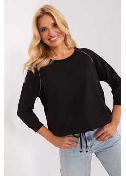 Czarna damska bluzka na co dzień ze ściągaczem ze sklepu 5.10.15 w kategorii Bluzki damskie - zdjęcie 169687904
