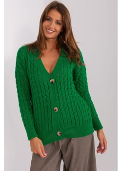 Zielony sweter rozpinany z dekoltem V RUE PARIS ze sklepu 5.10.15 w kategorii Swetry damskie - zdjęcie 169687952