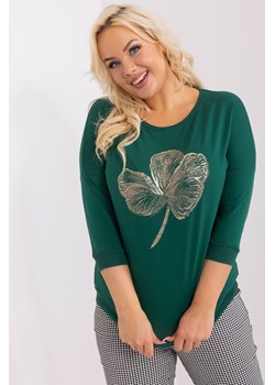 Bluzka plus size z błyszczącym nadrukiem ciemny zielony ze sklepu 5.10.15 w kategorii Bluzki damskie - zdjęcie 169687974