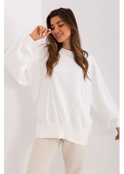 Ecru gładka bluza oversize z bawełny ze sklepu 5.10.15 w kategorii Bluzy damskie - zdjęcie 169688062
