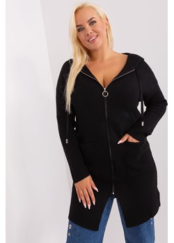 Czarny rozpinany sweter damski plus size z wiskozą ze sklepu 5.10.15 w kategorii Swetry damskie - zdjęcie 169688083